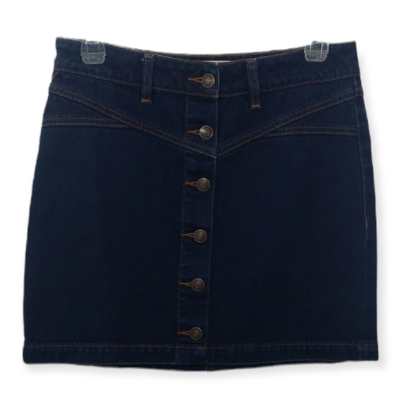 Pacsun Women's Size 27 Demin Skirt Blue Full Button Cotton Back Pockets - Picture 1 of 7